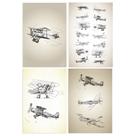 Placas Decorativas Vintage Aviões Antigos 20x30cm Kit 4un