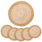 Placemat BAVIFY, 33 cm, tecido redondo, conjunto de 6 naturais
