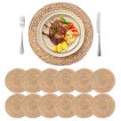 Placemat Terrekraft, tecido redondo de rattan, 34 cm, conjunto de 12