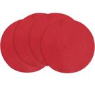Placemats Floroom, redondos, trançados, 38 cm, conjunto de 4 peças de algodão vermelho