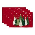 Placemats GEEORY GP125-18 4 peças de árvores de Natal de 30 x 45 cm vermelhas
