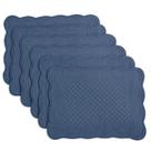 Placemats HOMBYS, conjunto acolchoado de 6, 100% algodão, 33x45cm, azul