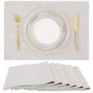 Placemats Homing, tecido bege neutro, conjunto de 6 tecidos de algodão e linho