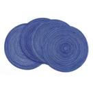 Placemats SHACOS, redondos, trançados, 38 cm, conjunto de 4, azuis e brancos