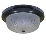 Plafon Aluminio Sol Para 2 Lampadas Bacia de Vidro Lapidada