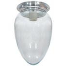Plafon Colonial Aluminio Natural Com Globo Pera Transpar