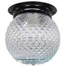 Plafon Colonial Aluminio Preto Globo Bico de Jaca Transpar