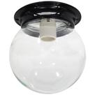 Plafon Colonial Aluminio Preto Globo Transparente Retrô