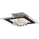 Plafon Cronos Led Sobrepor Quadrado Cristal Legítimo Luxo Sala Quarto Corredor 40cm Bivolt