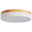 Plafon de Sobrepor Redondo Branco Estilo Madeira 30cm Led 20W 3 em 1 Bivolt 16118-PL
