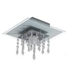 Plafon de Vidro com Cristal para 01 Lâmpada - Aceita Lâmpada de LED - Branco