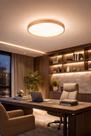 Plafon LED Redondo Moderno cor Madeira 30W Sofisticado