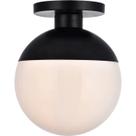 Plafon Living District Eclipse Preto com Vidro Fosco 110V