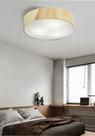 Plafon Luminária de teto decorativa para casa, Md-3076 nórdicas em tecido e madeira 3 lâmpadas com difusor em poliestireno