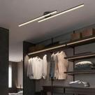 Plafon Minimalista Linear Sobrepor Preto Luminária 1 metro Duplo