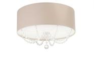 Plafon Princesa Cúpula Em Tecido Com Cristal 40x15 Caqui