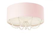 Plafon Princesa Cúpula Em Tecido Com Cristal 40x15 Rosa