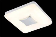 Plafon quadrado de acrílico com detalhe cromado, base branca 220v