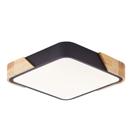 Plafon Quadrado Preto com Detalhe Estilo Madeira 30cm Led 20W 3 em 1 Bivolt