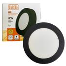 Plafon Redondo Sobrepor 6w Preto Branco Quente 3000K