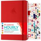 Planner Clever Fox Schedule A5 Red com horários e adesivos
