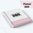 Planner Feminino Personalizado 2024 - 14,5 x 21cm com Capa Dura e Adesivos