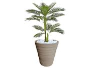 Planta Artificial Árvore Palmeira Areca 1,1m kit + Vaso Redondo D. Grafiato Bege 40cm