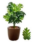 Planta Artificial Bananinha + Vaso Polietileno Cores - Marrom