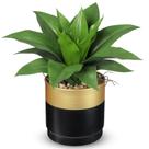 Planta artificial Briful Agave, folha de 26 cm de largura em vaso de ouro preto