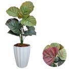 Planta Artificial Caladium Com Vaso Facetado Decoração Sala