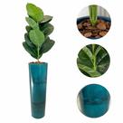 Planta Artificial Ficus Lyrata Jiboia Vaso Alto Marmorizado