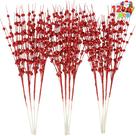 Planta artificial Joiedomi 12 peças de caules de frutas vermelhas com glitter 43 cm