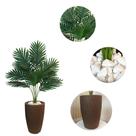 Planta Artificial Palmeira Com Vaso Ondulado Cone E Pedras -