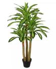 Planta Árvore Artificial Dracena Real Toque com Pote Verde Creme 1,2m