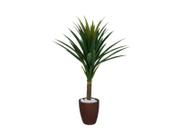 Planta Árvore Artificial Yucca Verde 95cm Kit + Vaso S. Marrom 30cm