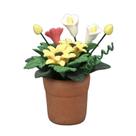 Planta de flores em vaso de casa de bonecas em miniatura 1:12 de cerâmica de 4 cm Planta de flores em vaso de casa de bonecas em miniatura 1:12 de cerâmica de 4 cm
