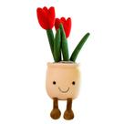 Planta em vaso de tulipa de pelúcia, boneca, desenho animado, 38 cm