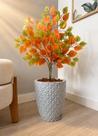 Planta Ficus Laranja Outono Artificial Com Vaso Casca Luxo - Planta Ficus Laranja Outono Artificial Com Vaso Casca Luxo -