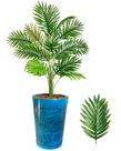 Planta Palmeira Artificial Com Vaso Polietileno Marmorizado - Azul Cobalto