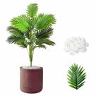 Planta Palmeira Artificial + Vaso Bojo com Pedra Decoração