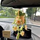 Planta suculenta pendurada em crochê para carro 96CRVFT Cute