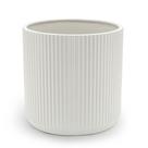 Plantador de cerâmica canelada Amazon Basics redondo de 25 cm branco