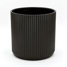 Plantador de cerâmica canelada Amazon Basics redondo de 25 cm preto
