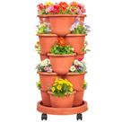 Plantador de jardim vertical VECELO 5 níveis, autoirrigável, vermelho Plantador de jardim vertical VECELO 5 níveis, autoirrigável, vermelho