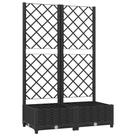 Plantador de jardim vidaXL preto retangular com treliça 80L