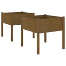 Plantadores de jardim VidaXL Honey Brown Madeira Maciça Pinho 70x70x70cm