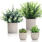 Plantas artificiais CEWOR Suculentas de eucalipto e alecrim x4 com vasos