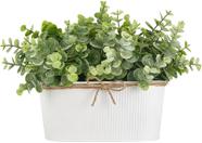 Plantas artificiais de eucalipto sintéticas Dahey com vasos rústicos x3