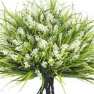 Plantas artificiais Grunyia, 20 maços de capim-macaco branco Plantas artificiais Grunyia, 20 maços de capim-macaco branco