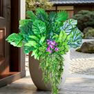Plantas artificiais para exterior THKFUL, kit com 10 unidades, samambaias resistentes aos raios UV
